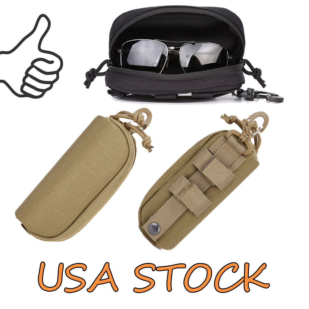 Hard Case Tactical Molle Zipper Sunglasses Carrying Case 1000D Nylon with Clip