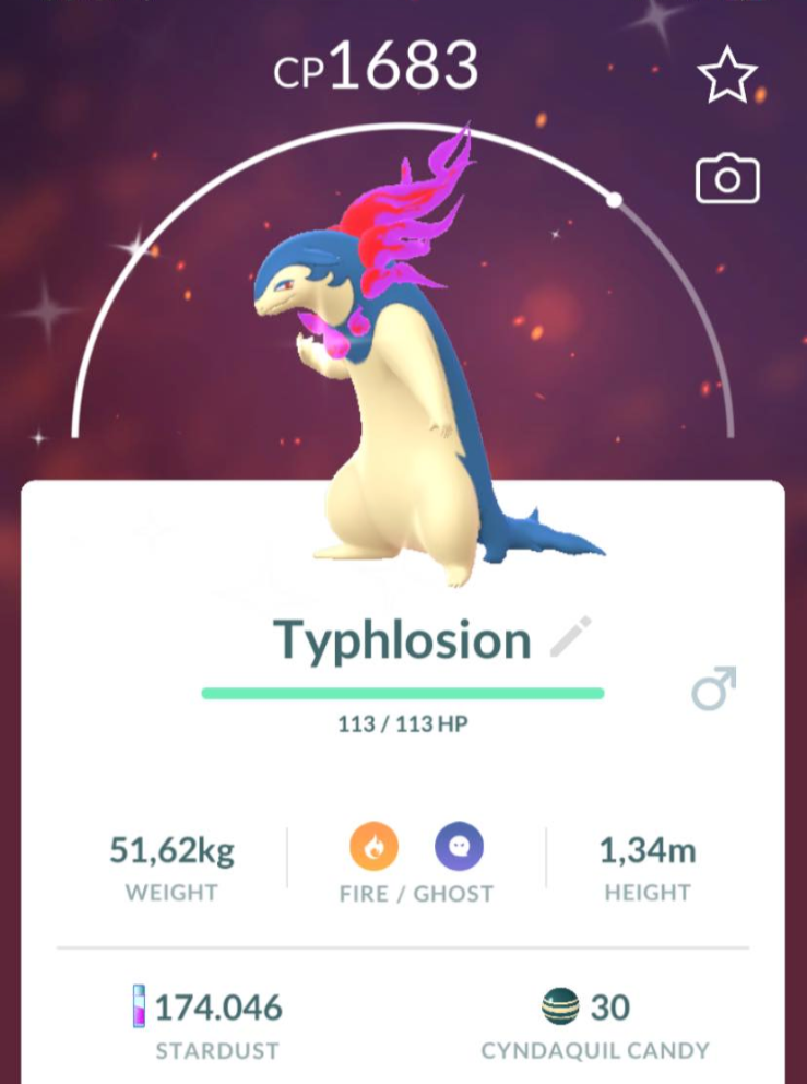 - Shiny Typhlosion - P T C - 80k stardust - Description