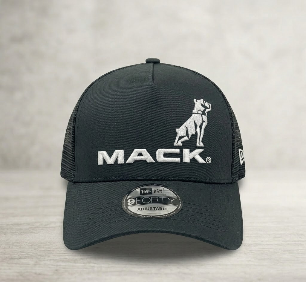 MACK Trucks Bulldog Logo Black Mesh Back Trucker Hat Adjustable Cap