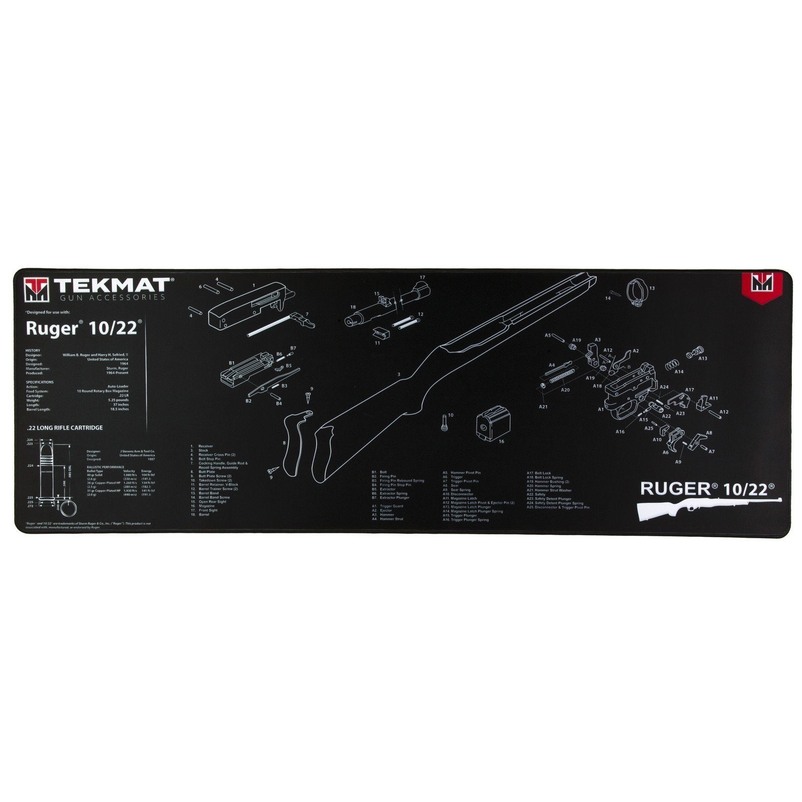 TekMat Ultra 44 Ruger 10 / 22 Quality Gun Cleaning Mat 15"x44" - TEK-R44-1022