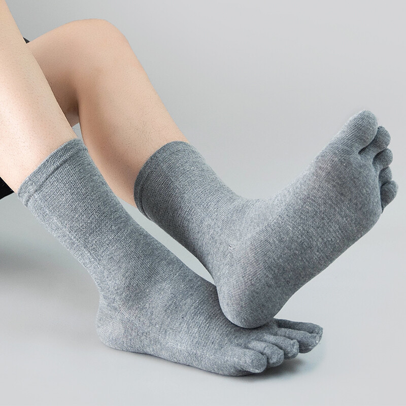 5Pack Men 100% Cotton Crew Ankle Athletic Five Finger toe Sport Black Socks 7-11