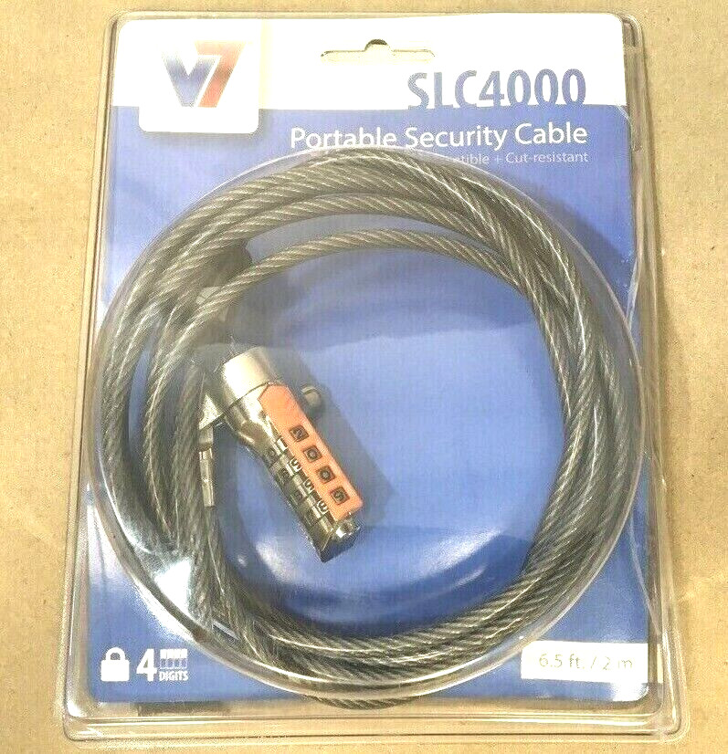 V7 Black Anti-theft Security Cable Lock SLC4000-13NB ✅❤️️✅❤️️ NEW! Open Box