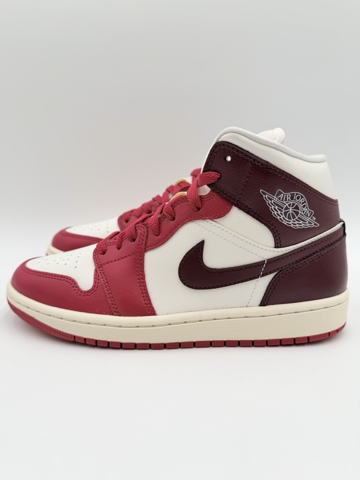 Nike Women's Jordan 1 Mid Size 7.5 Sail Mystic Hibiscus |BQ6472-119|