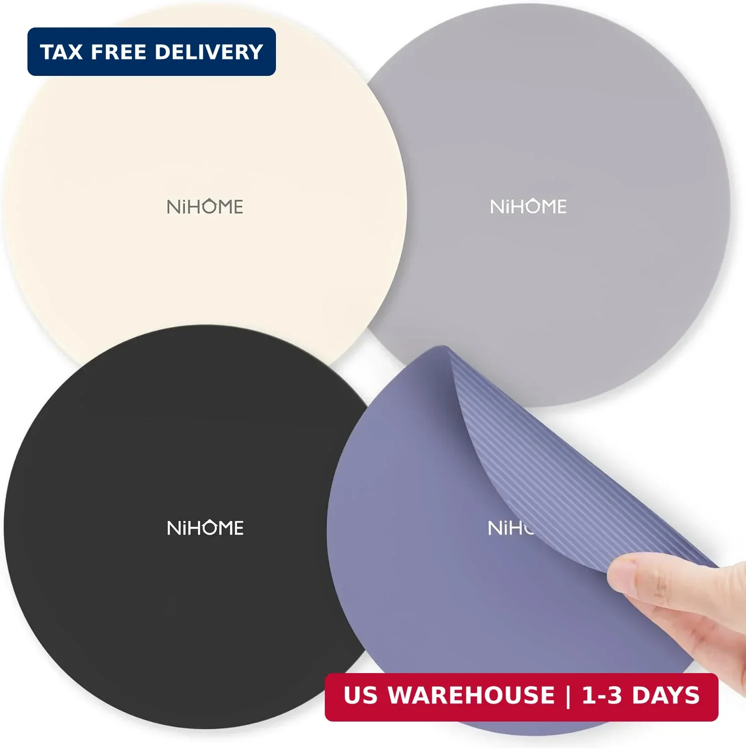 NIHOME Silicone Jar Opener - 6 Inch Large Anti-Slip Grip Pads, Premium 100% Food
