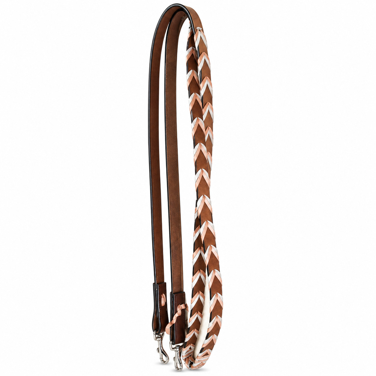 Horse Western Brown Leather 8' Rose Silver Laced Barrel Contest Reins 66AA06BR