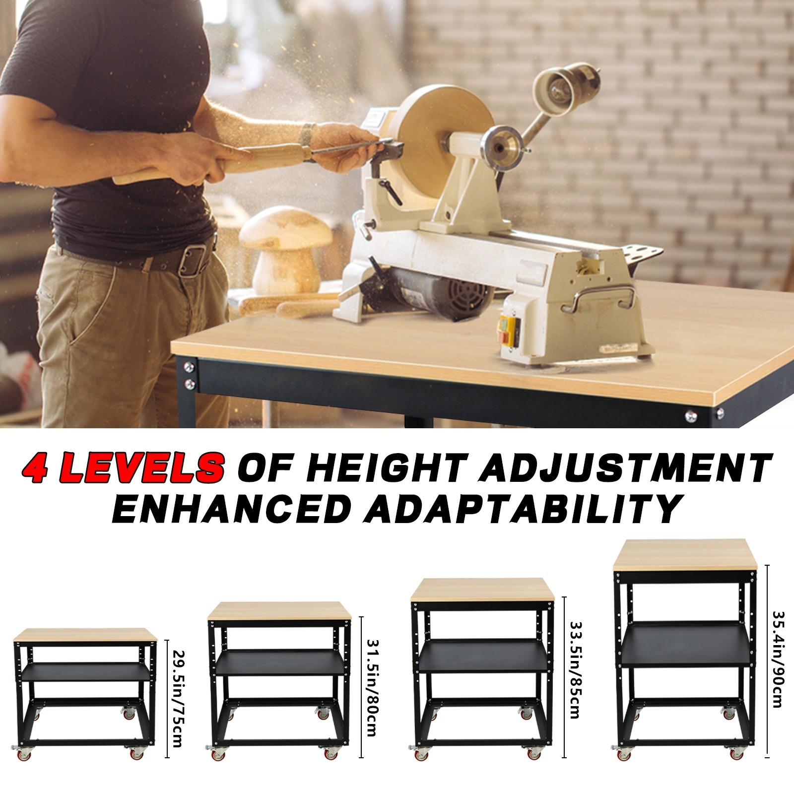 Height Adjustable Planer Stand with Wheels,Miter Saw Tool Stand,Power Tool Stand