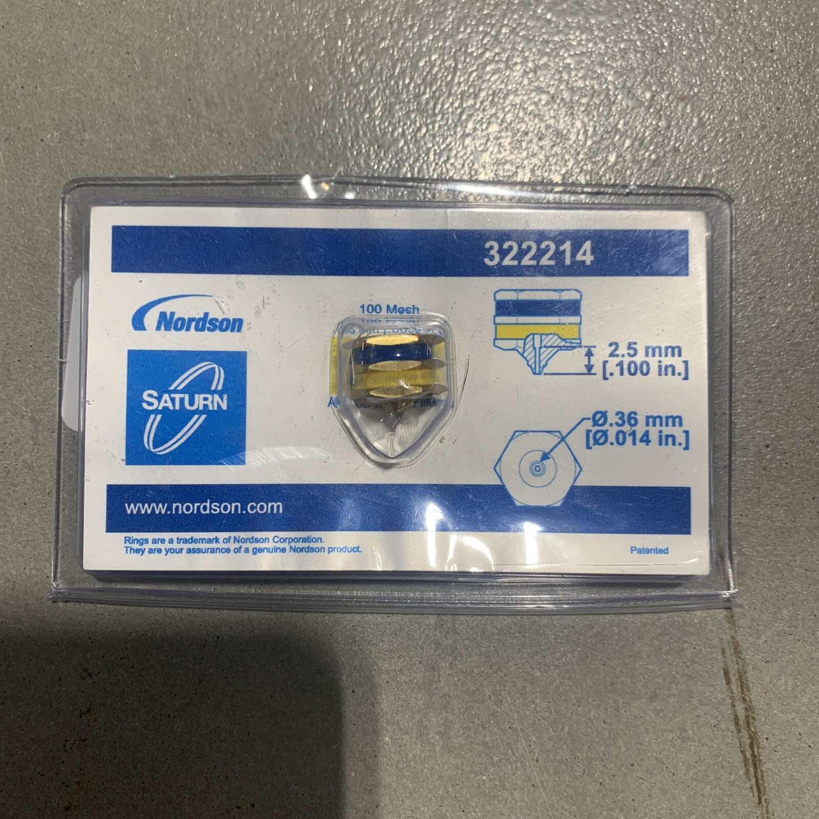 Nordson 322214 Precision Hot Melt Nozzle 0.36mm - NEW SEALED