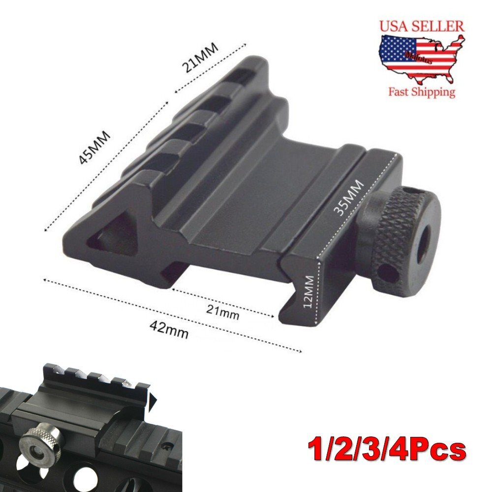 2.4Pcs 45 Degree Angled Offset Picatinny Rail Adapter 2 in Extension Laser Mount
