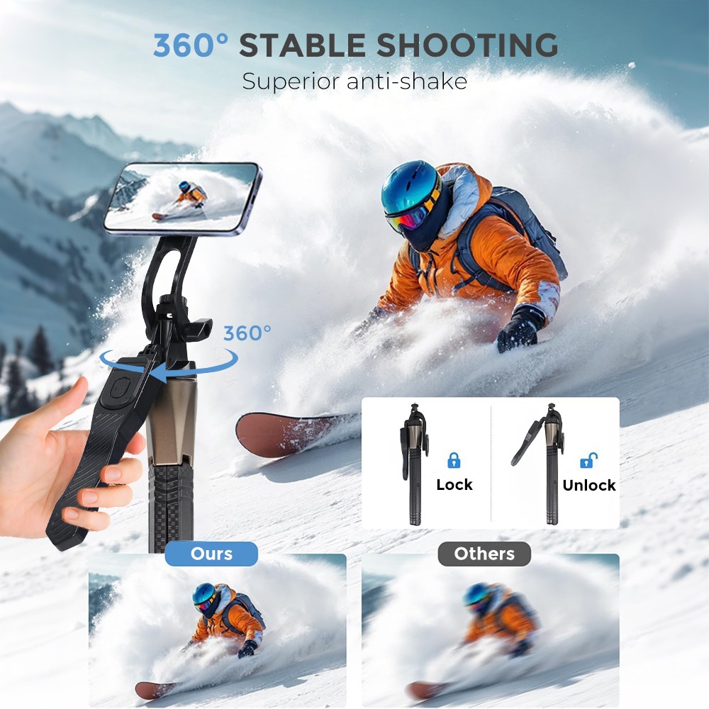 67in Magnetic Phone Tripod & Selfie Stick Extendable w/Remote for iPhone/Android