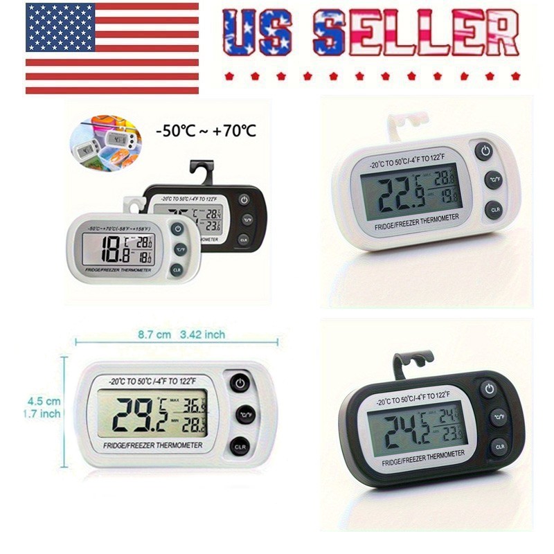 Fridge Freezer Alarm ℃/℉ Home For Magnet LED Digital Thermometer Monitor 2Pcs