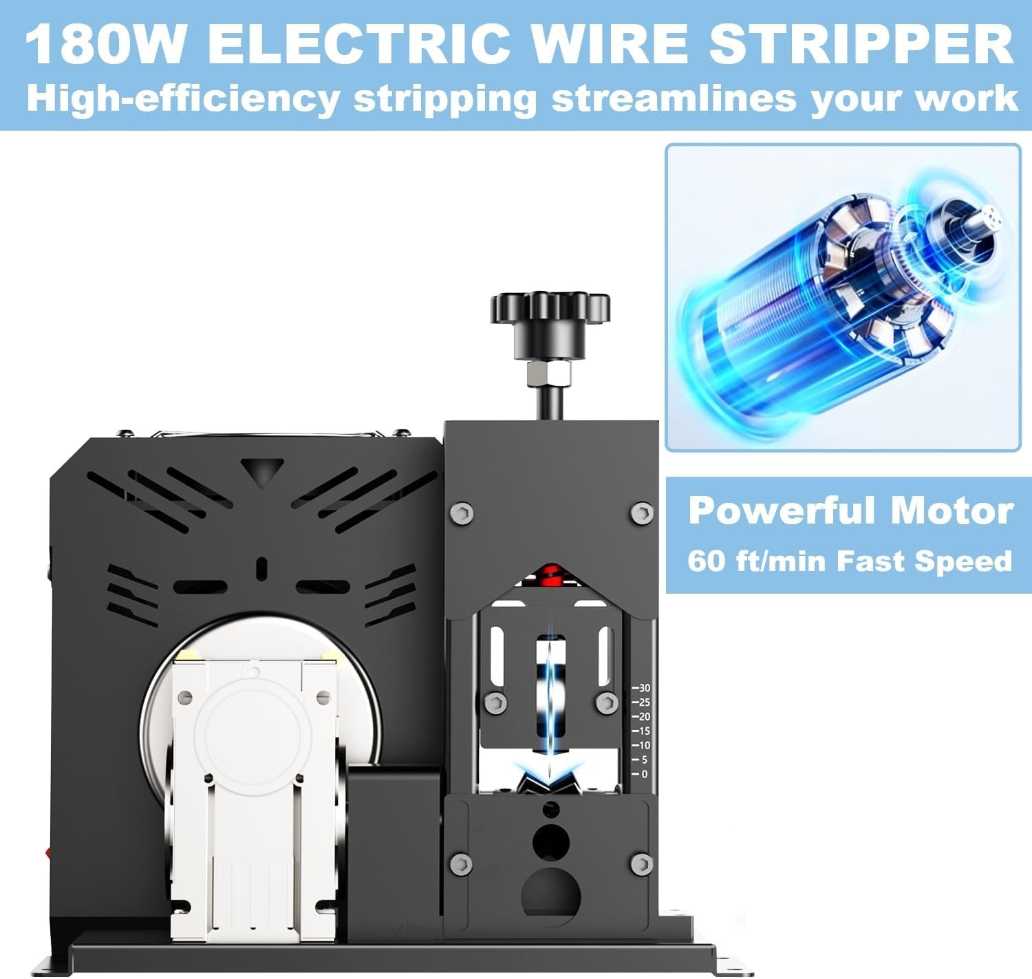 Portable Electric Wire Stripper - 80 ft./min Speed for Fast Insulation Removal