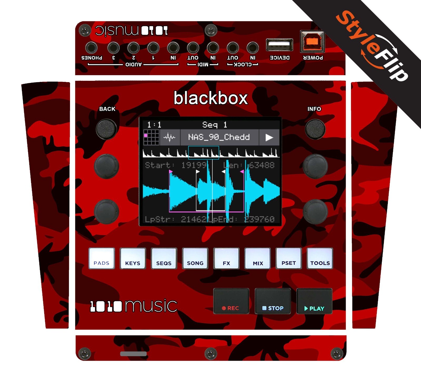1010 Music Blackbox Skin | Red Camo | Protective Decal | StyleFlip Skins
