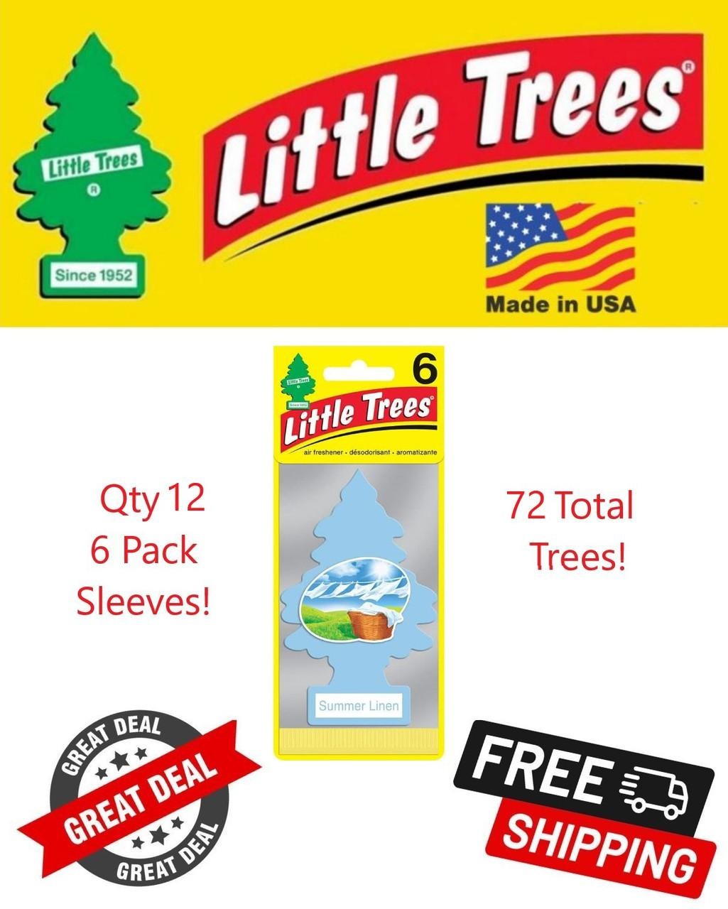 Little Trees 60574 Summer Linen Hanging Air Freshener for Car & Home 72 Pack!