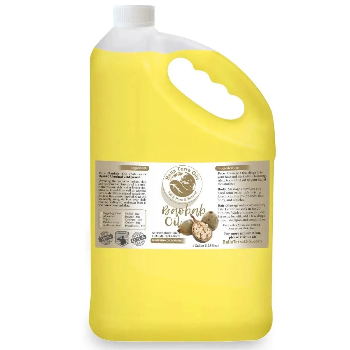 Organic Cold-Pressed Baobab Oil 100% Pure Skin Hair Face Nails Treatment