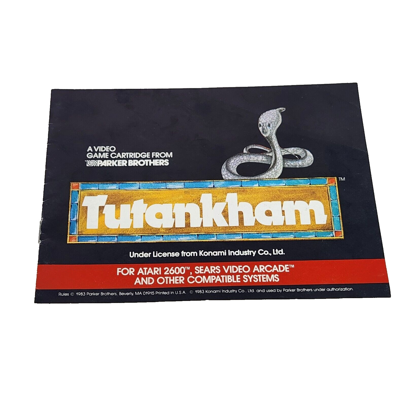 VINTAGE 1983 TUTANKHAM ATARI 2600 VIDEO GAME REPLACEMENT INSTRUCTIONS ONLY