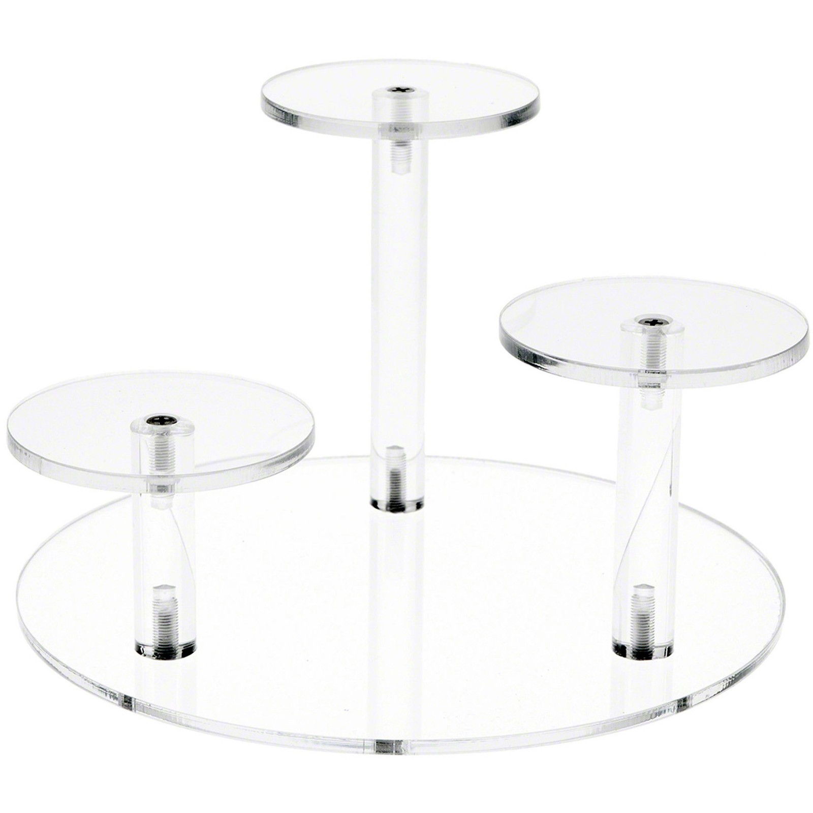 Plymor Clear Acrylic Round 8" Base Riser w/ 3 Round 3" Display Pedestals, 5" H