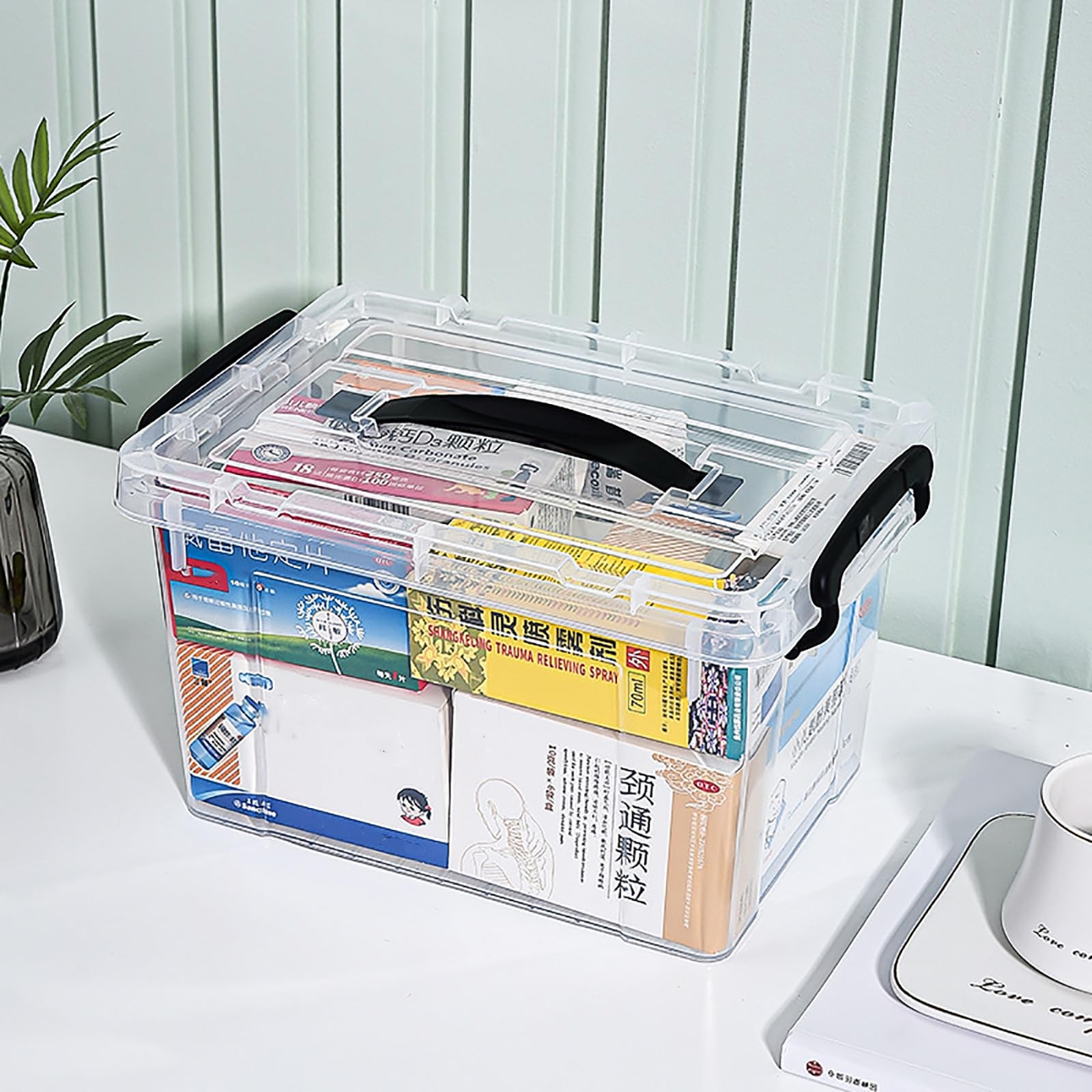 Nicunom 4 Pack 6 Quart Clear Storage Latch Box, Plastic Storage Bins with Lids,
