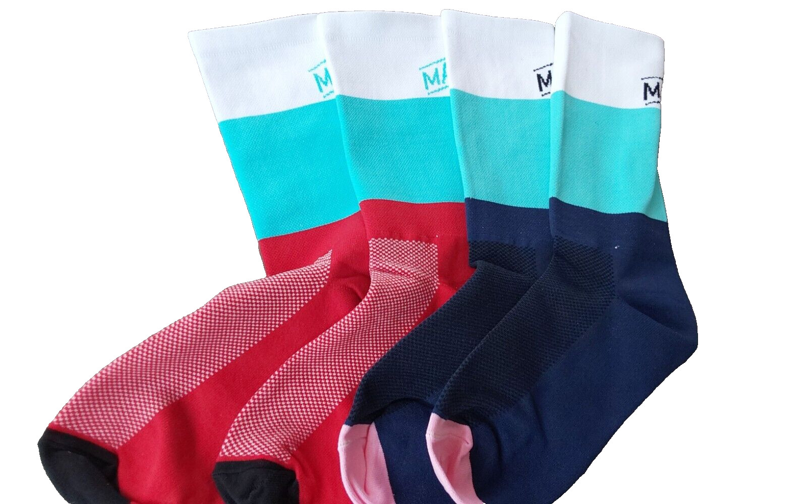 2 PAIRS !  Women Men's Cycling Socks Breathable, anti slip Tri color