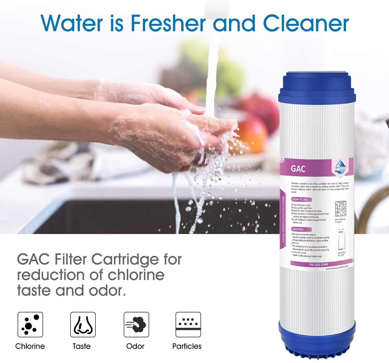 1-50 Pack 5 Micron 10x2.5" Granular Activated Carbon GAC Water Filter Cartridges