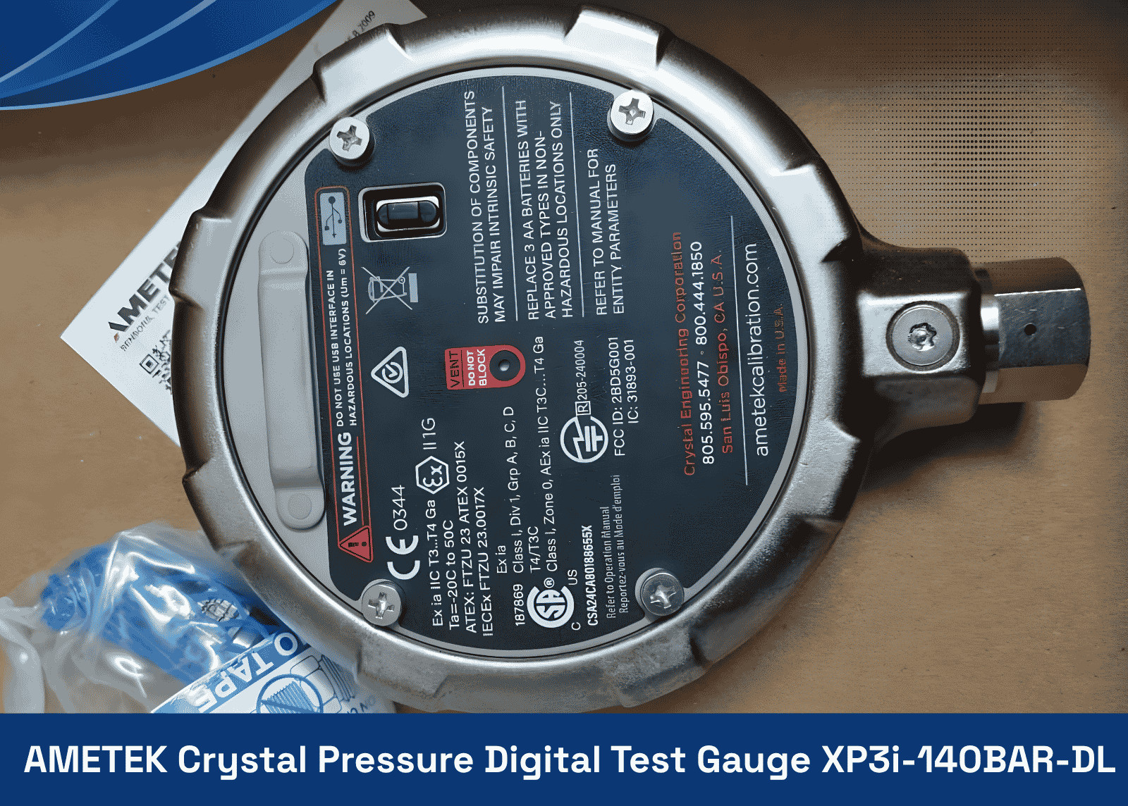 Brand New AMETEK Crystal Pressure Digital Test Gauge XP3i-140BAR-DL (OEM Part)
