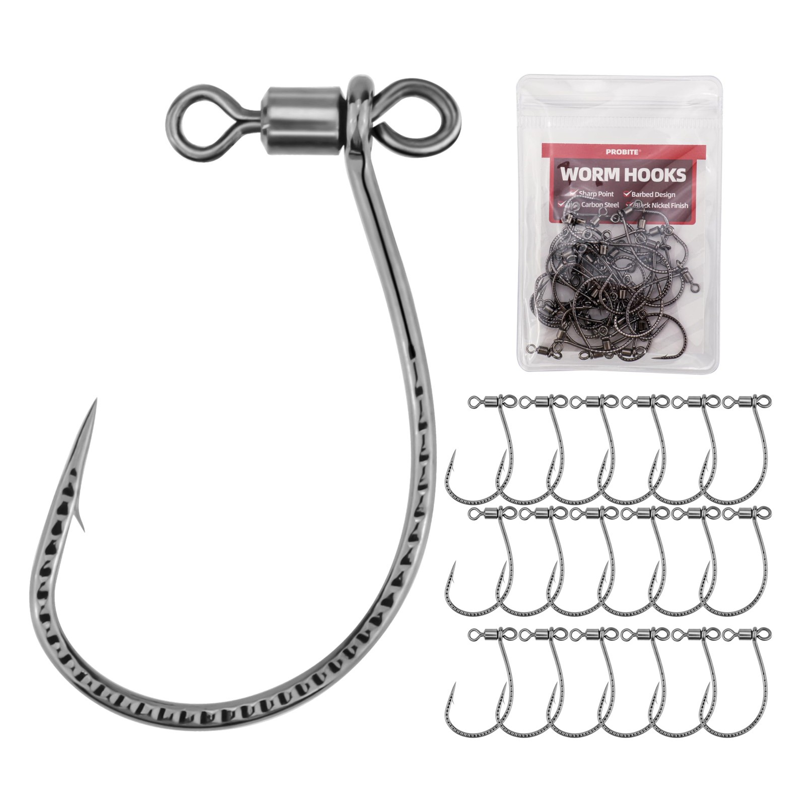 Worm Hooks 30PCS – High-Carbon Steel Drop Shot Hooks with Barbed Design – Ult...