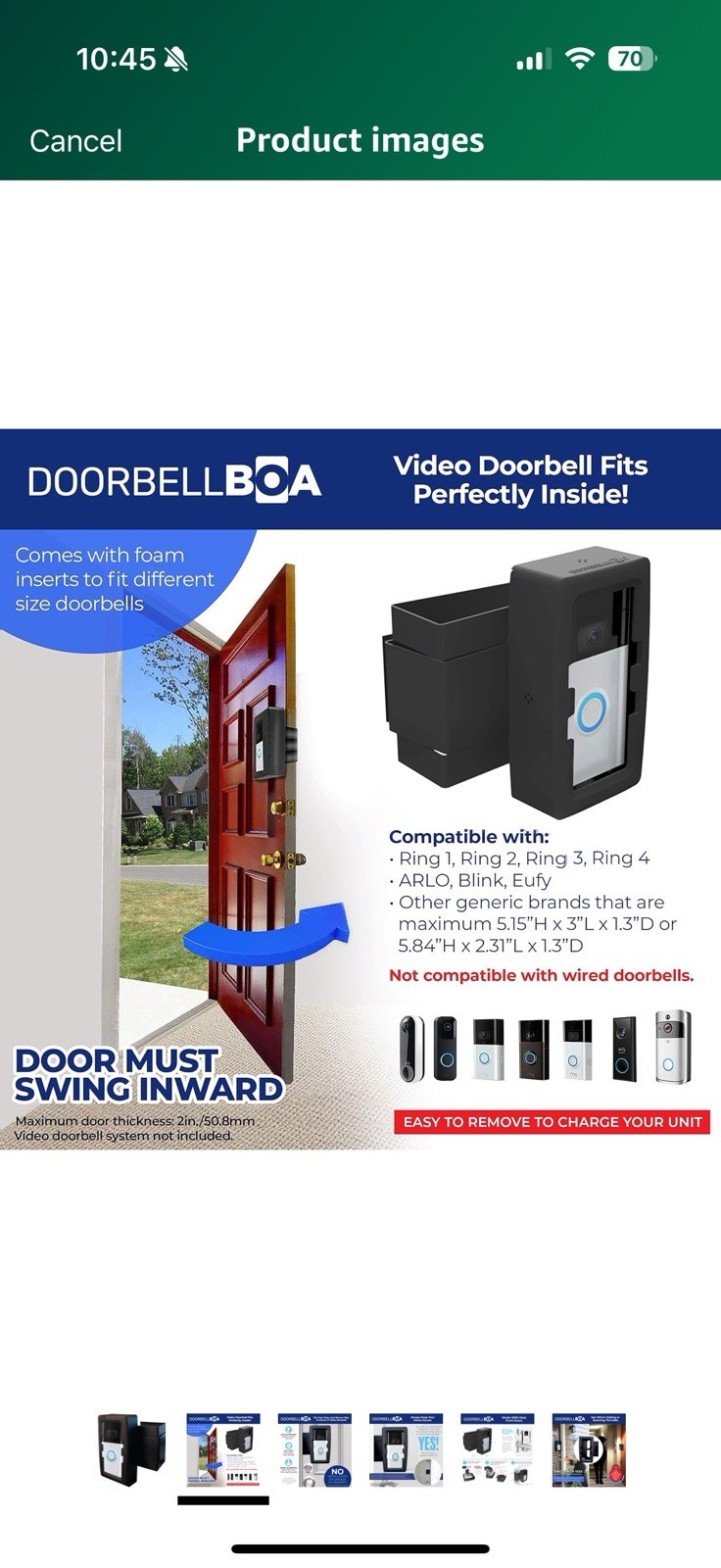 Anti-theft Doorbell Video Door Mount, No Tools or Installation