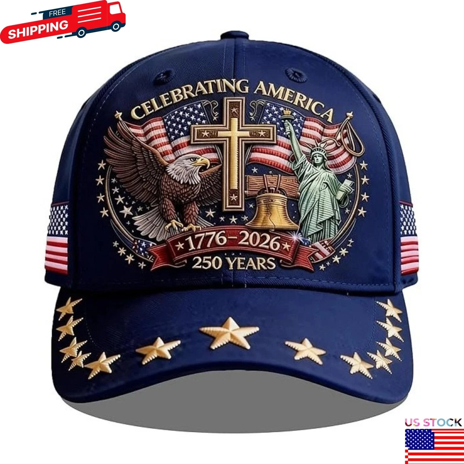 America 250th Anniversary Baseball Cap 1776–2026 USA Patriotic Hat Adjustable US