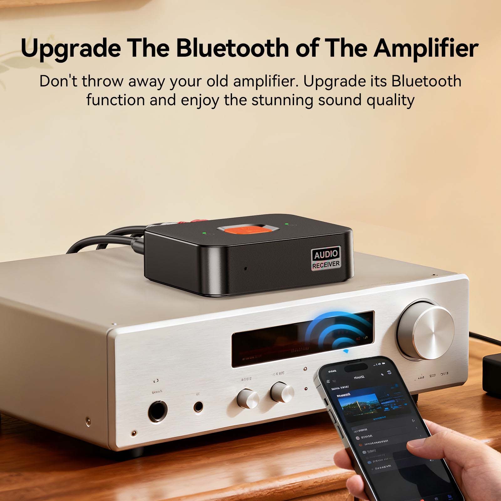 Bluetooth 6.0 Audio Adapter Wireless Receiver for Old Speakers System 3.5mm RCA