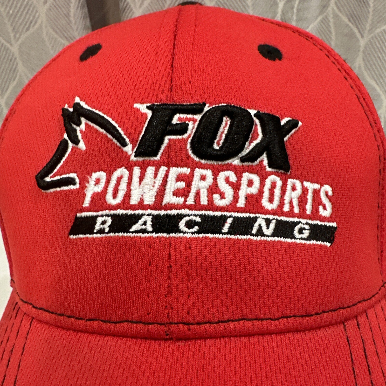 Fox Powersports Racing Hat Cap Red and Black Hook Loop Knit