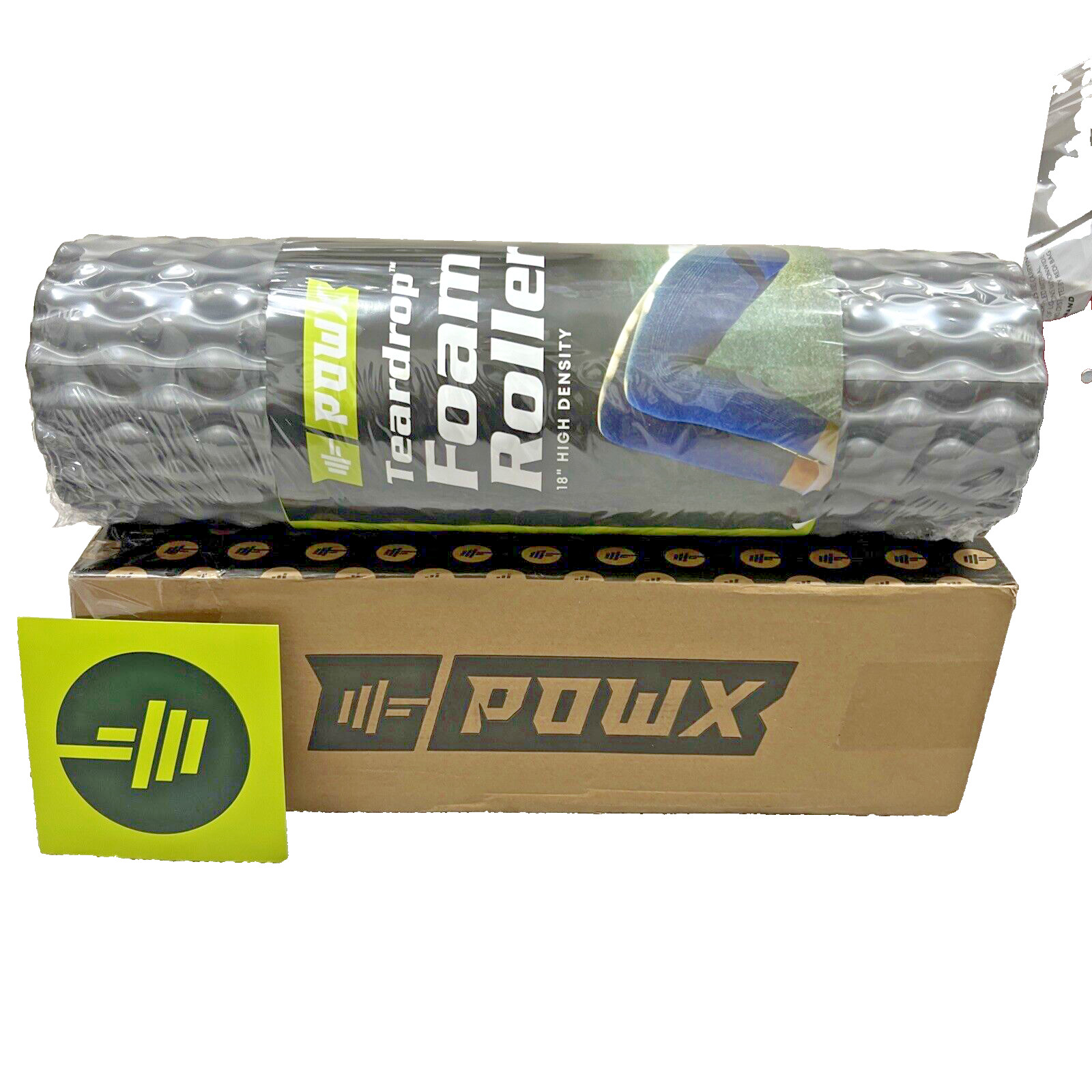 The PowX Foam Roller Tear Drop HIGH DENSITY 18" for Muscle Massage Gray