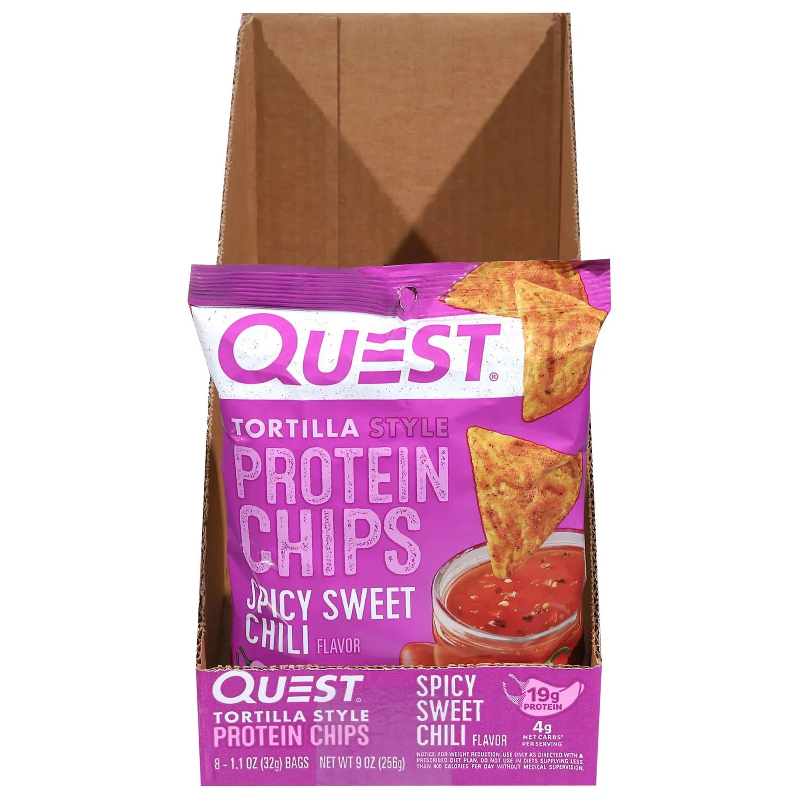 Quest Spicy Sweet Chili Protein Chips Tortilla Style 8 ct 1.1 oz Bags