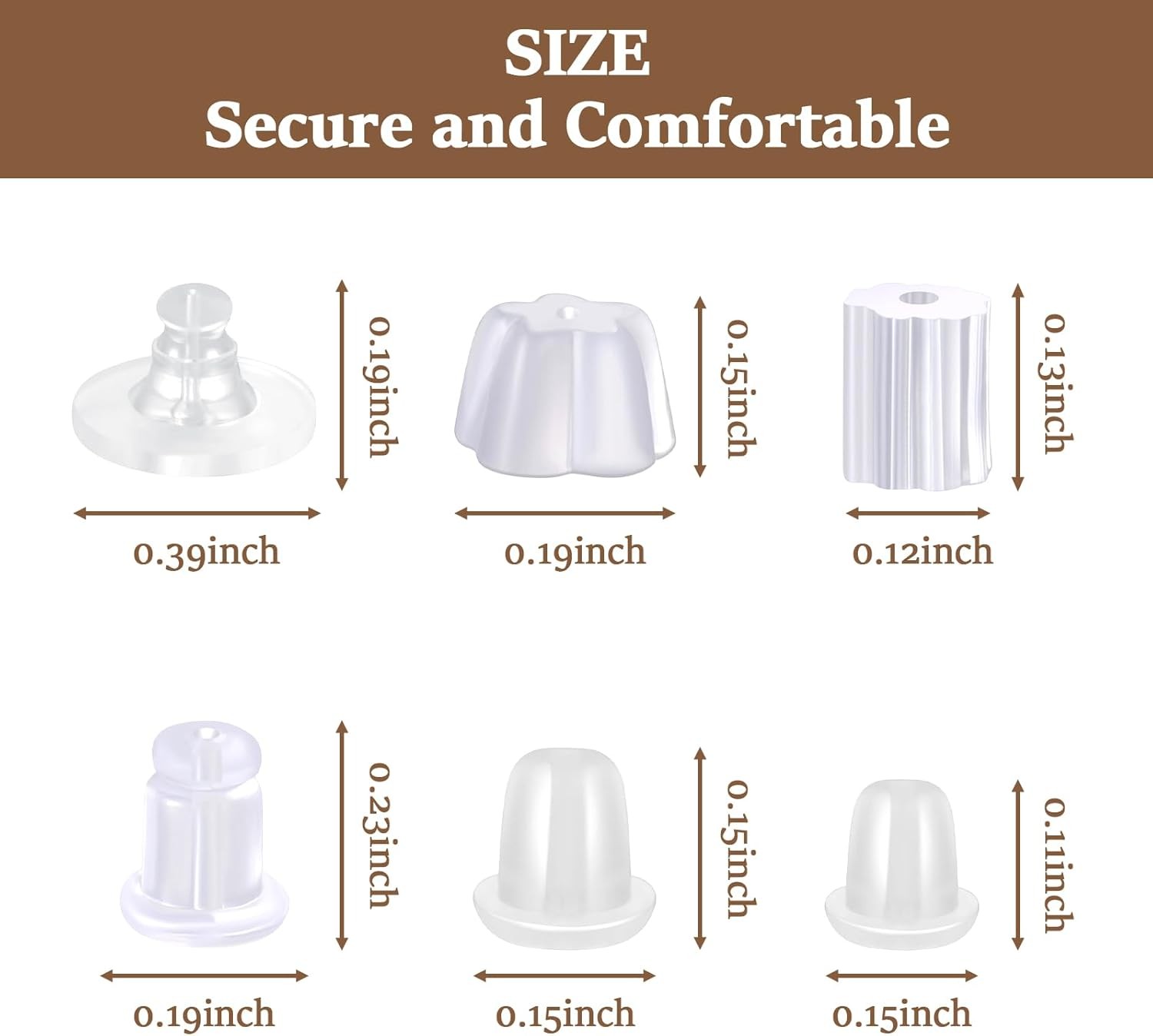 Silicone Earring Backs for Studs 6 Styles Clear Hypoallergenic Rubber Earrings S