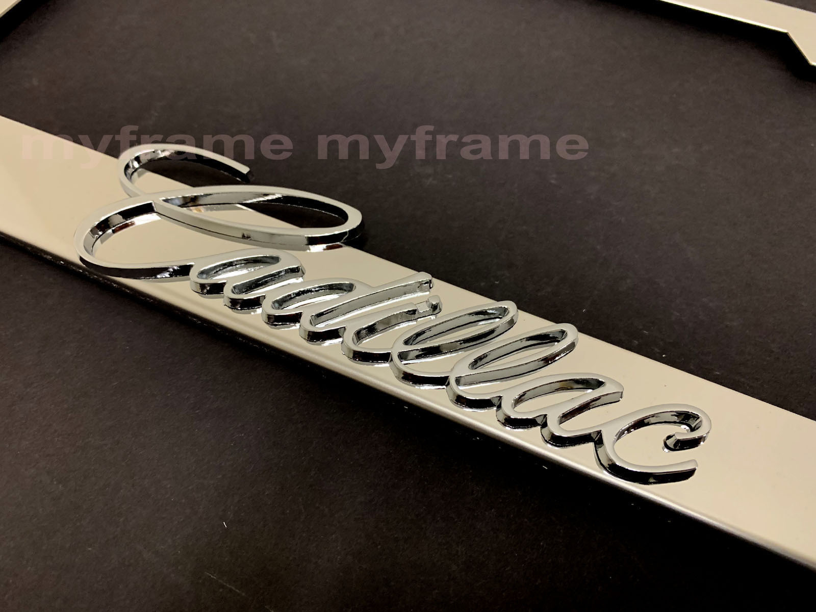 1pc 3D "CadillacLetters"Emblem Stainless Steel Chrome License Plate Frame Holder