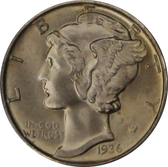 1936-D MS67FB Mercury Dime, PCGS 18737728