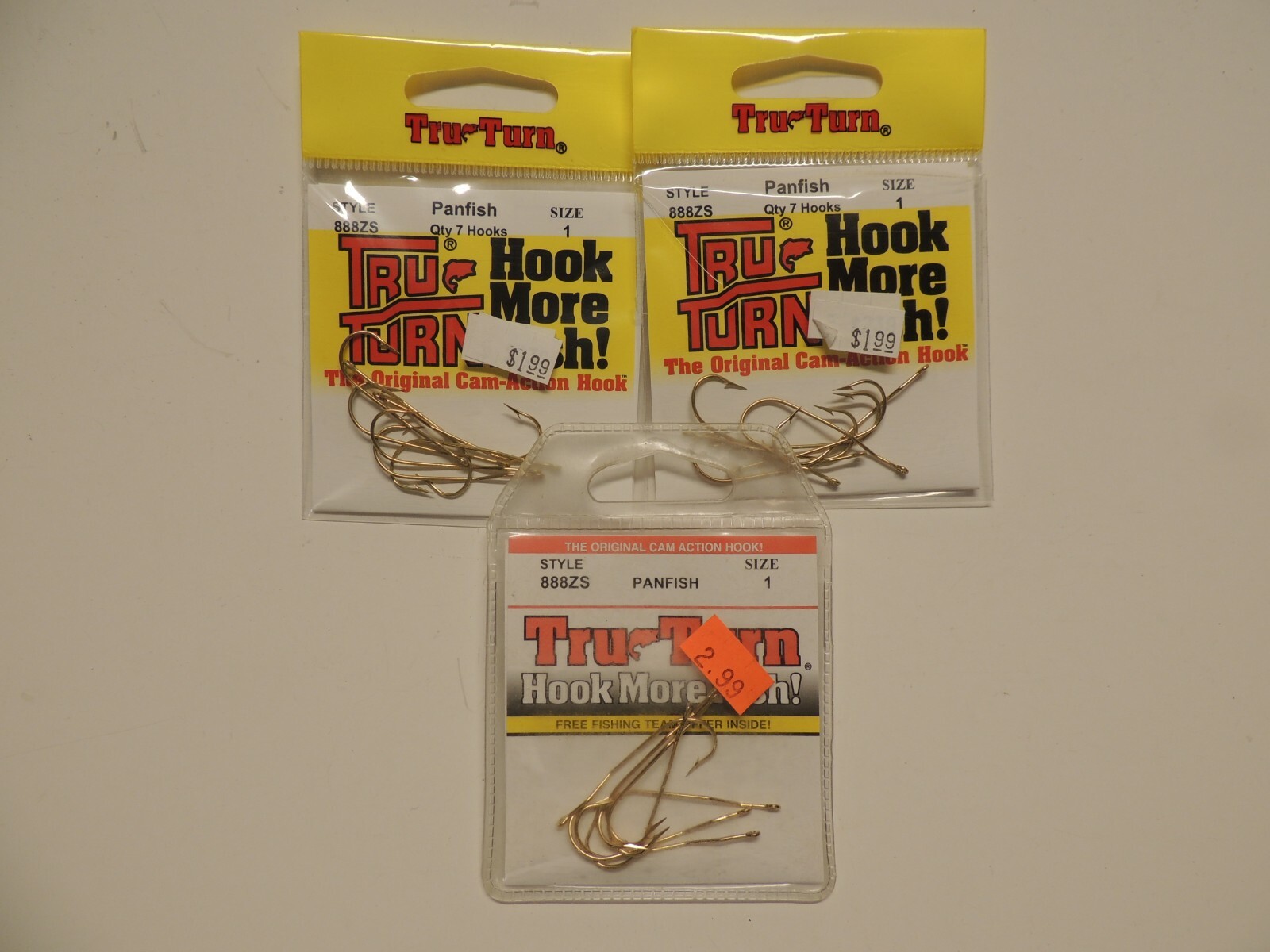 Lot of 3 packs Tru-Turn 18 kt. Gold Plated Hooks 888ZS  size 1  pack of 7  NEW