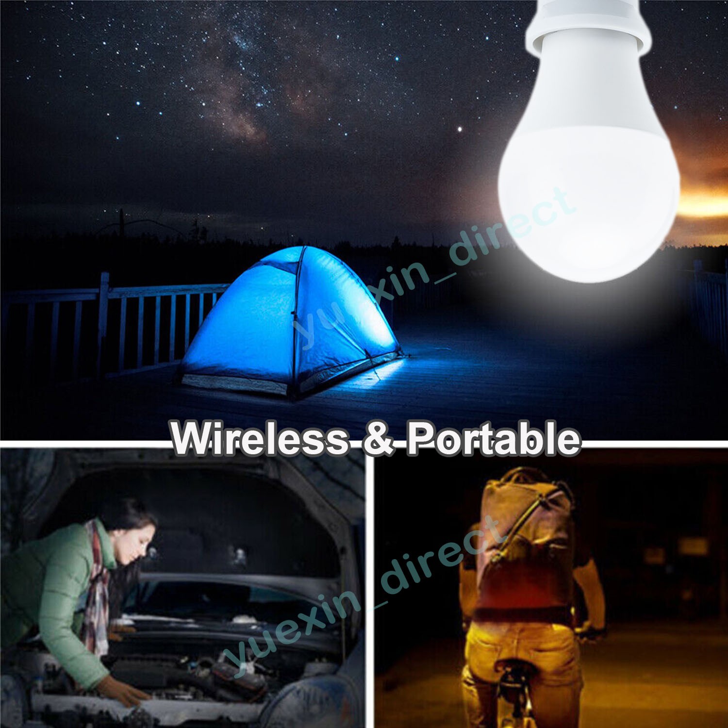 For Hercules 20V Series Battery Powered E27 Bulb Lamp Emergency LED Work Light