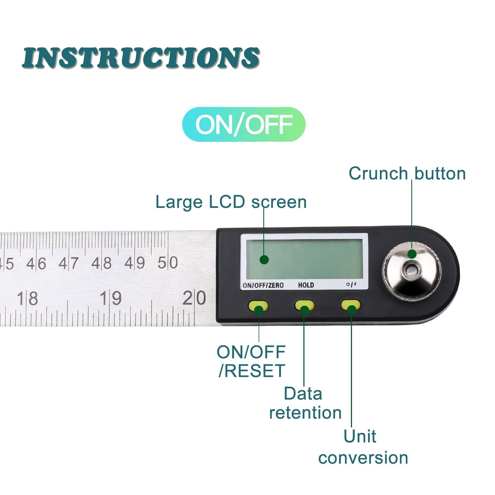 Digital Angle Ruler and Stainless Steel Digital Angle Finder or Digital Protract