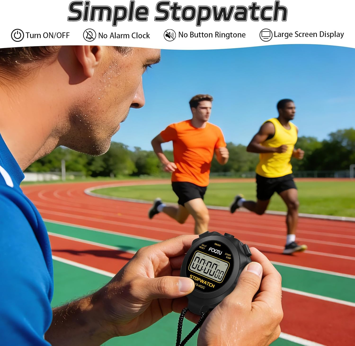 Digital Simple Stopwatch Timer, No Bells, No Alarm, Simple Basic Operation, Sile