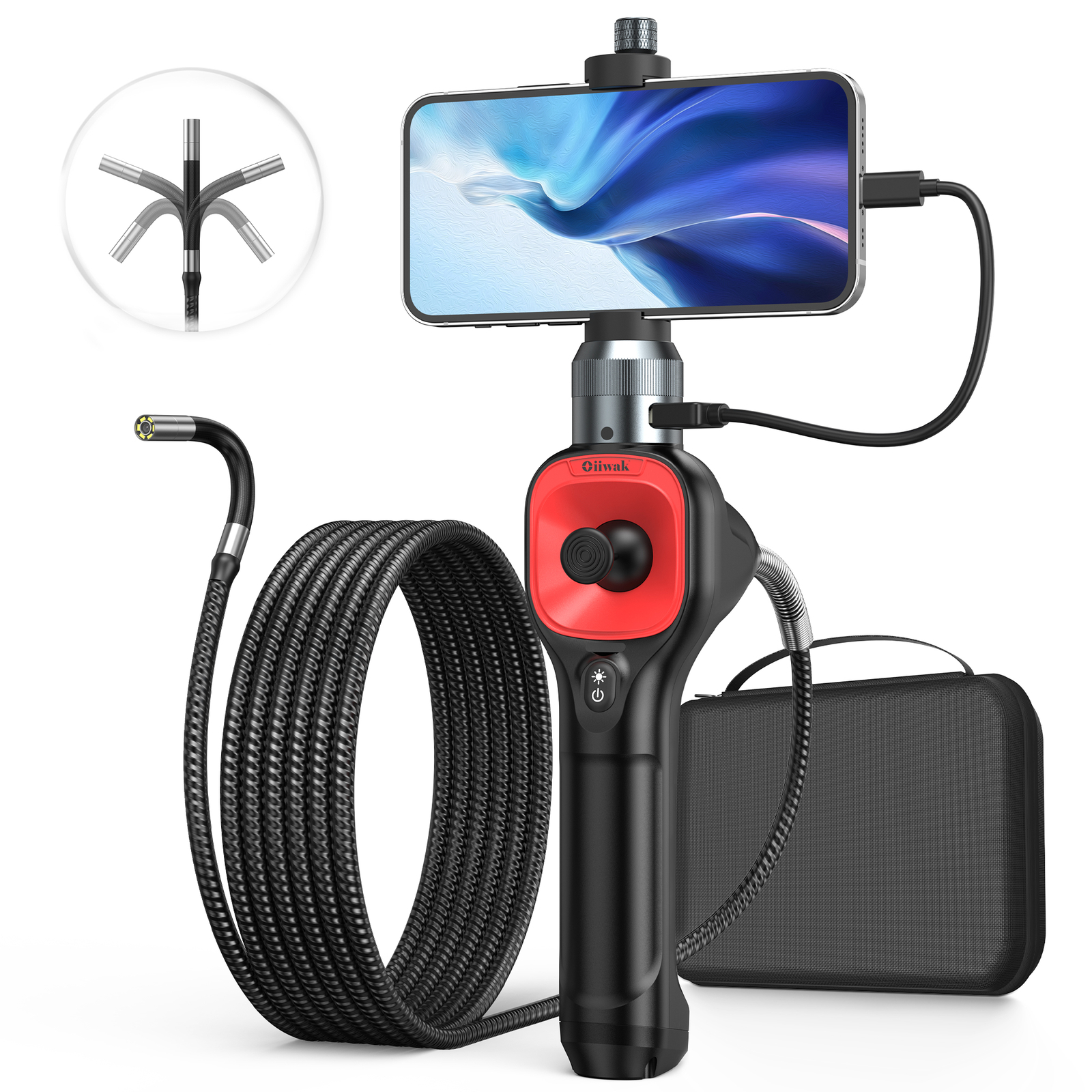 360° Rotation 1080P HD Industrial Endoscope Borescope Inspection Snake Camera