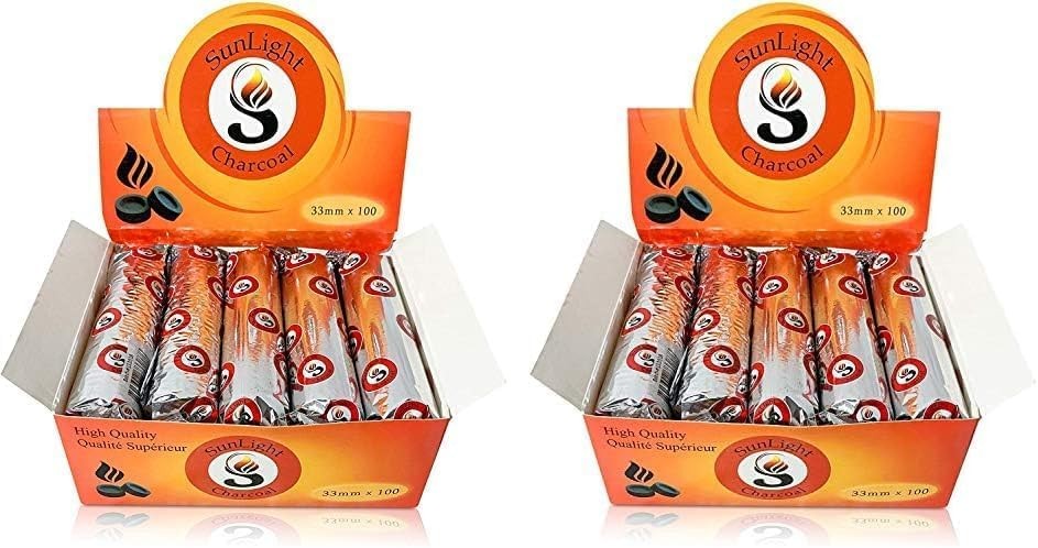 Sunlight® Charcoal Tablets for Incense– Quick Light 100 Count (2 Pack).