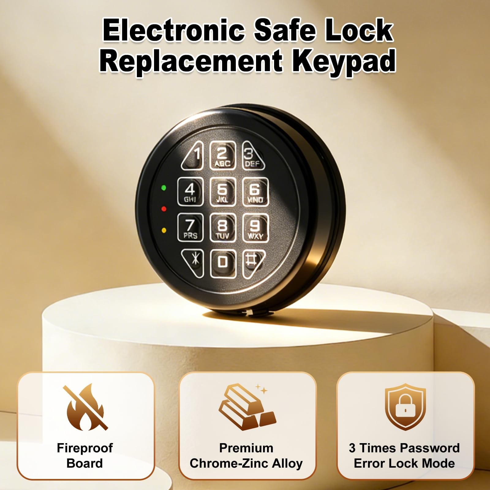 Programmable Electronic Safe Lock Replacement Keypad Black