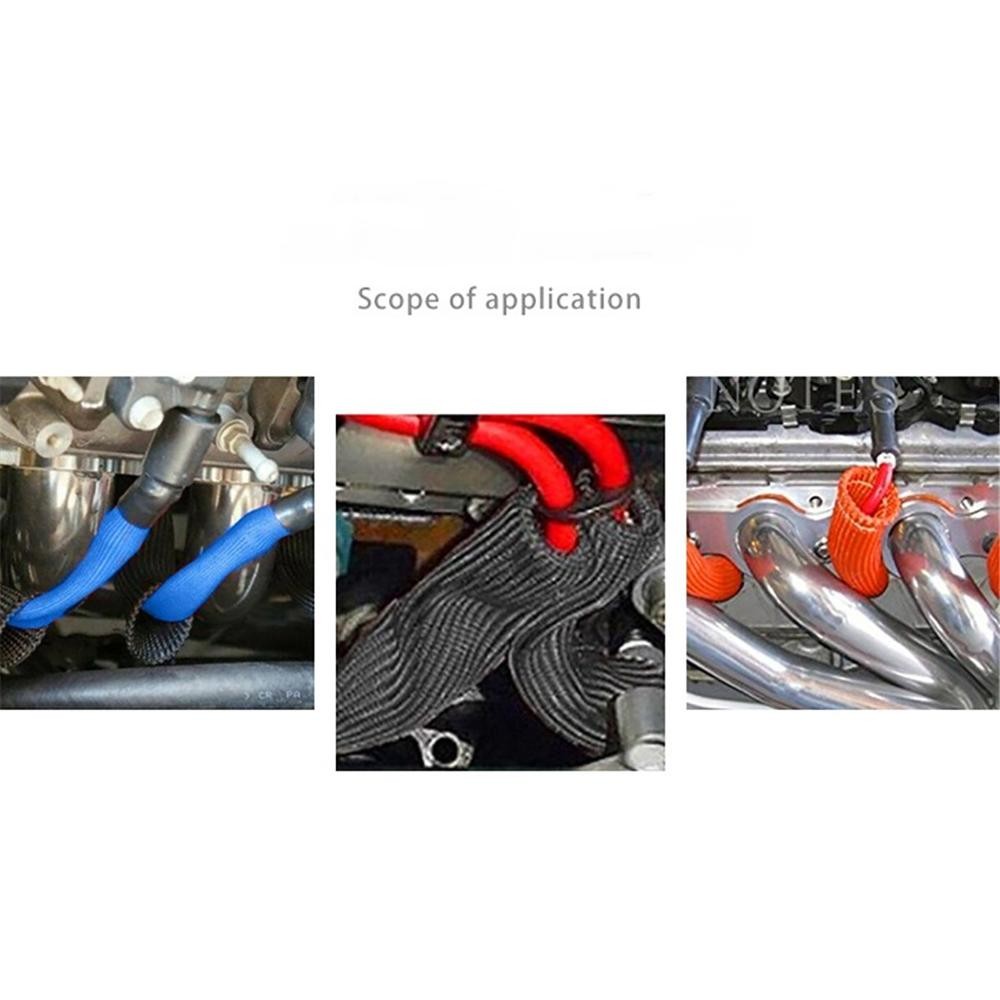 8pc 1200° Fiber Spark Plug Wire Sheath Wire Boots Sleeve Heat Shield For SBC BBC