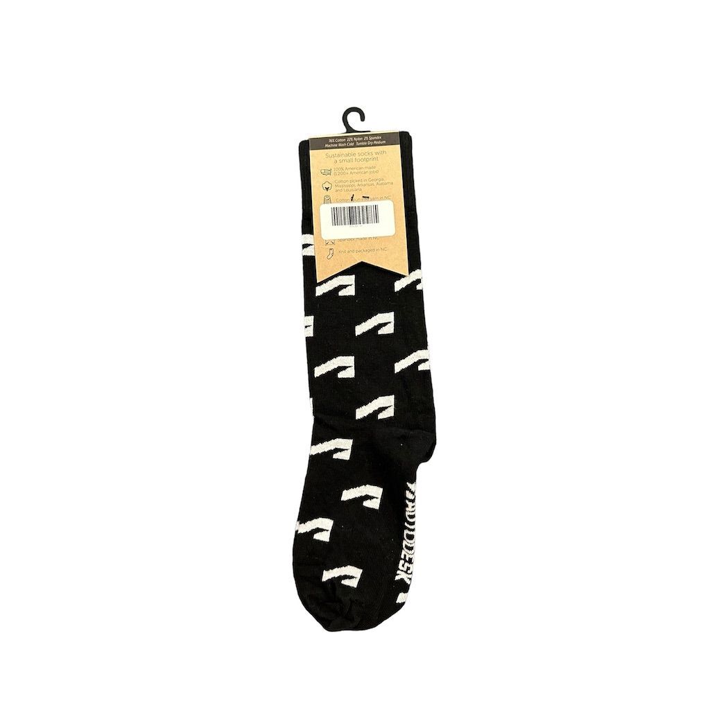 Socks! Sustainable Black Patterned Crew Socks Unisex One Size 2 Piece Set