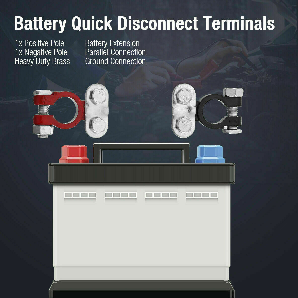 Car Battery Terminal Clamp Connectors Positive Negative Release Disconnect 2PCS