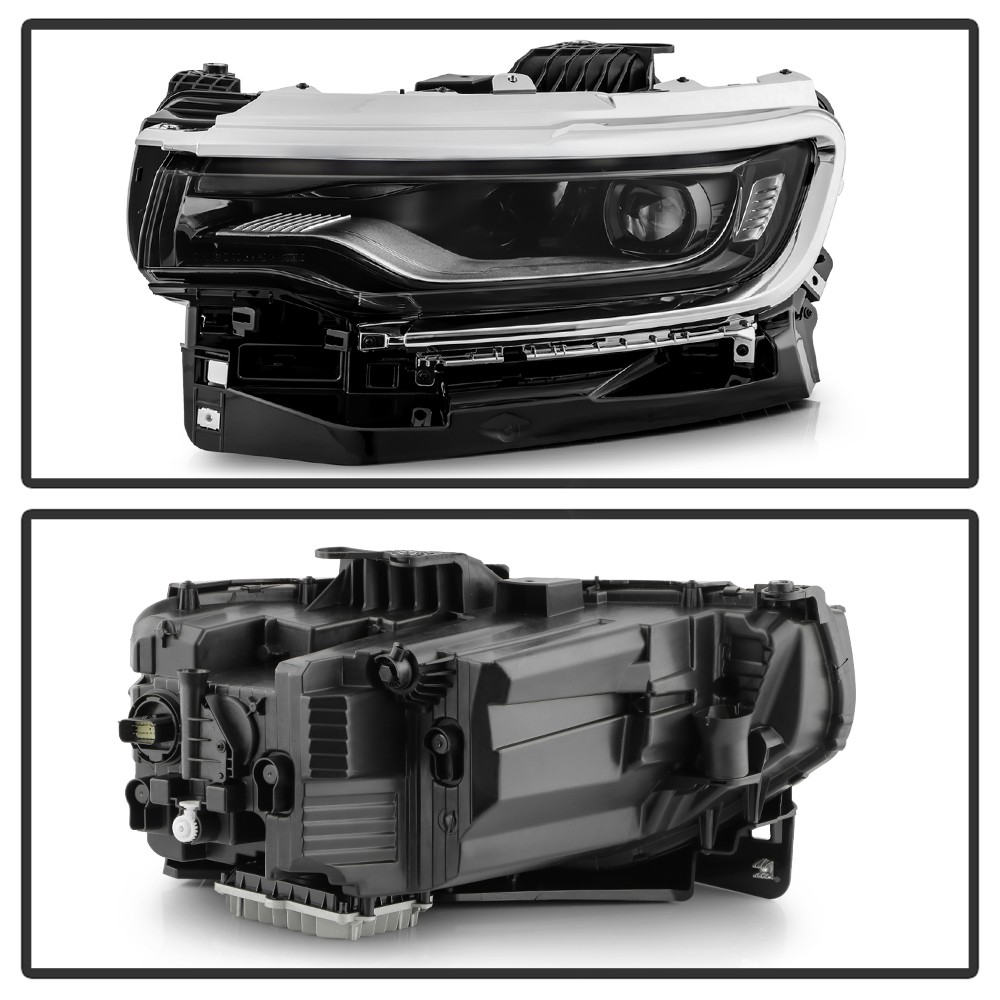 For 2022-2025 Jeep Wagoneer Chrome LED Single Projector Headlights Headlamps Set