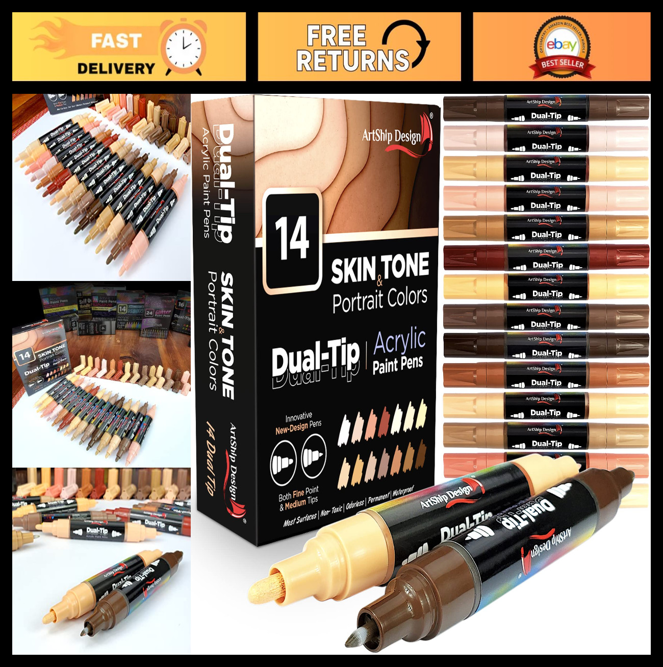 Acrylic Paint Pens Double Pack - Skin Tone Colors for Art & Craft Projects