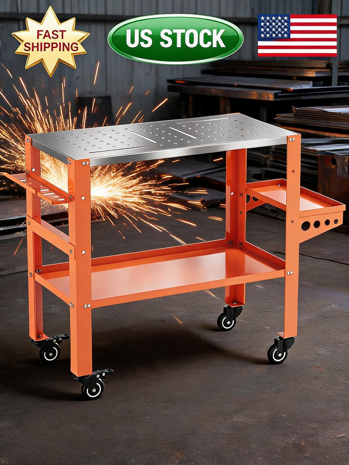 36 x 18 Inch Welding Table, 1200 lbs Capacity Welding Workbench Table with Locka