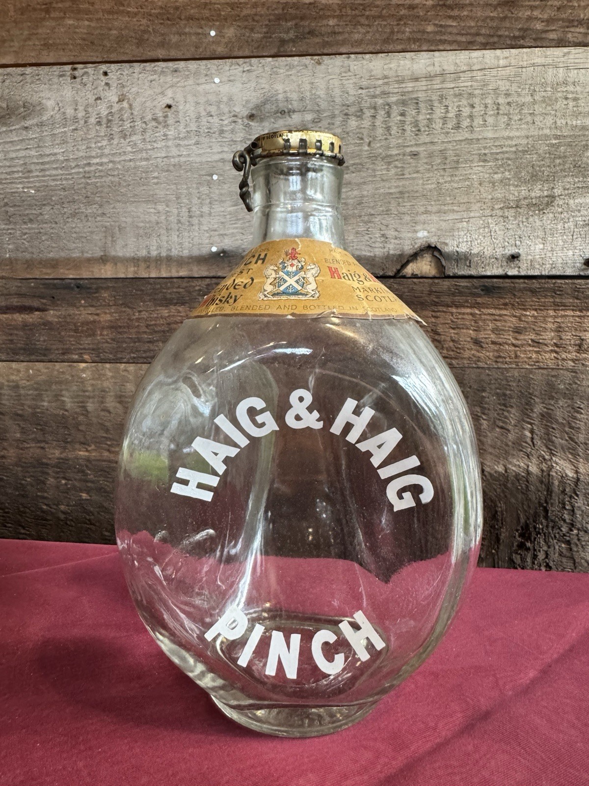 Vintage Scotland HAIG & HAIG Pinch Scotch Whisky Bottle with Labels and Wire
