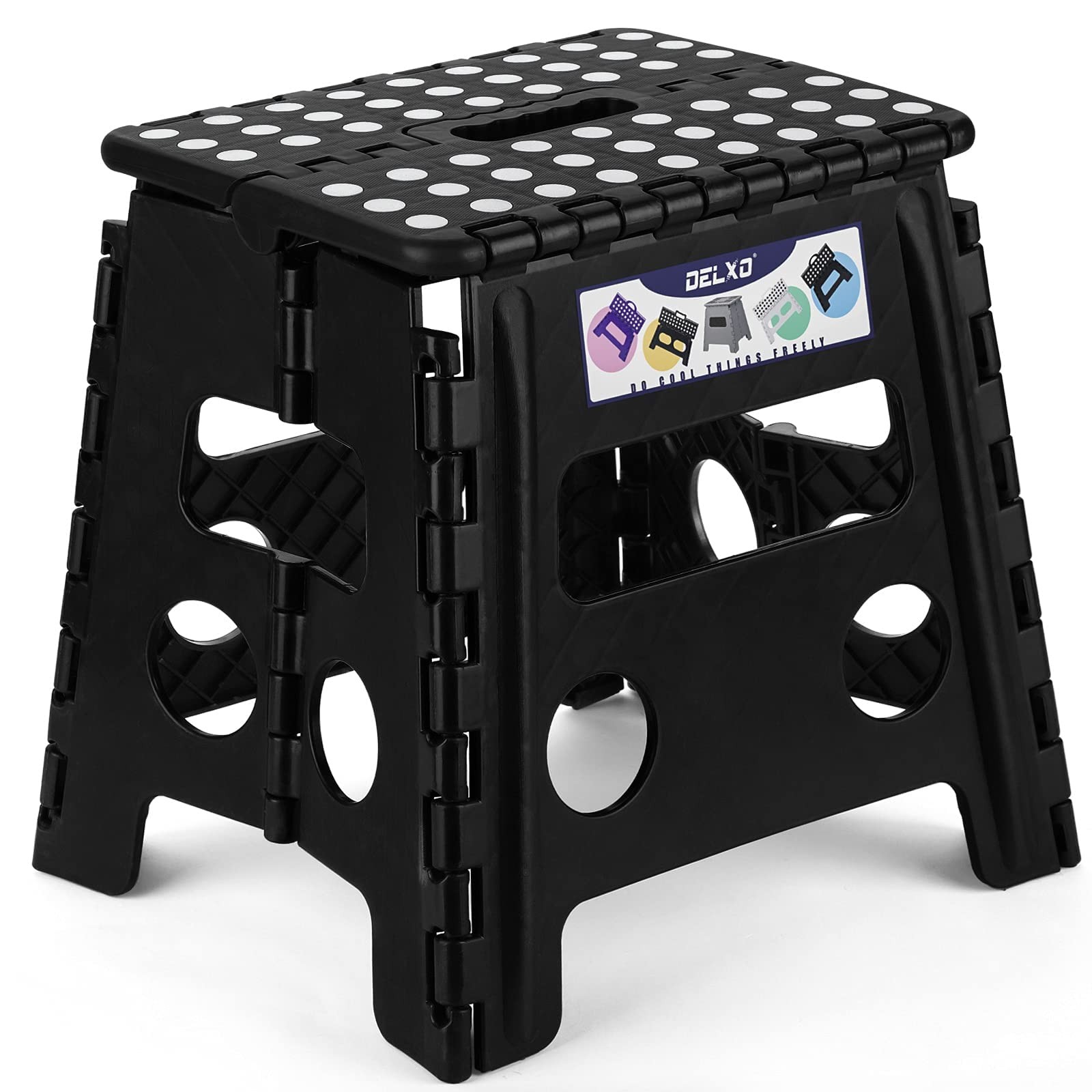 Delxo Folding Step Stool 13 Inch Non-Slip Foldable Stools Up To 300 Lbs Step