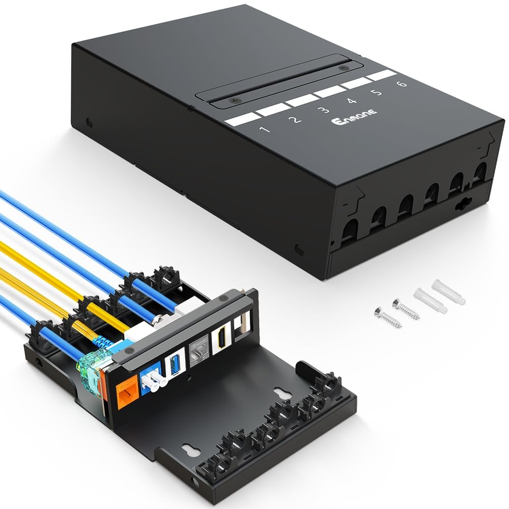 6 Port Patch Panel Blank Keystone Patch Panel Shielded Compatible with LC/SC/...